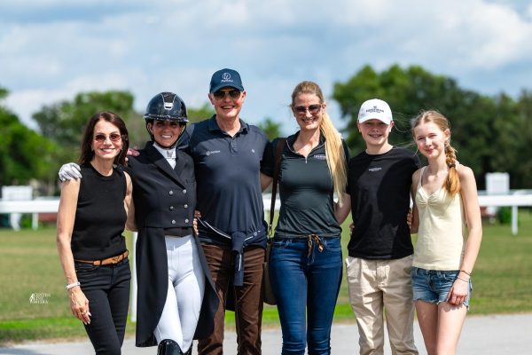 Rebecca Cohen with mother Carol Cohen Hodess and trainer Jan Brink with family wife Catharina, daughter Angelina and son Oliver